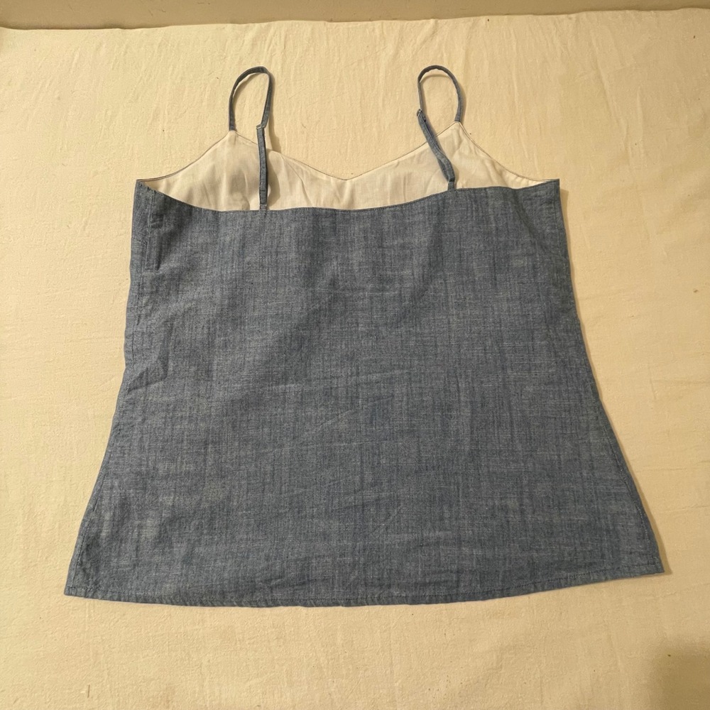J. Crew Womens Size 2 Chambray V Neck‎ Cami Tank Top Blue Re-imagined Strappy - Picture 7 of 8